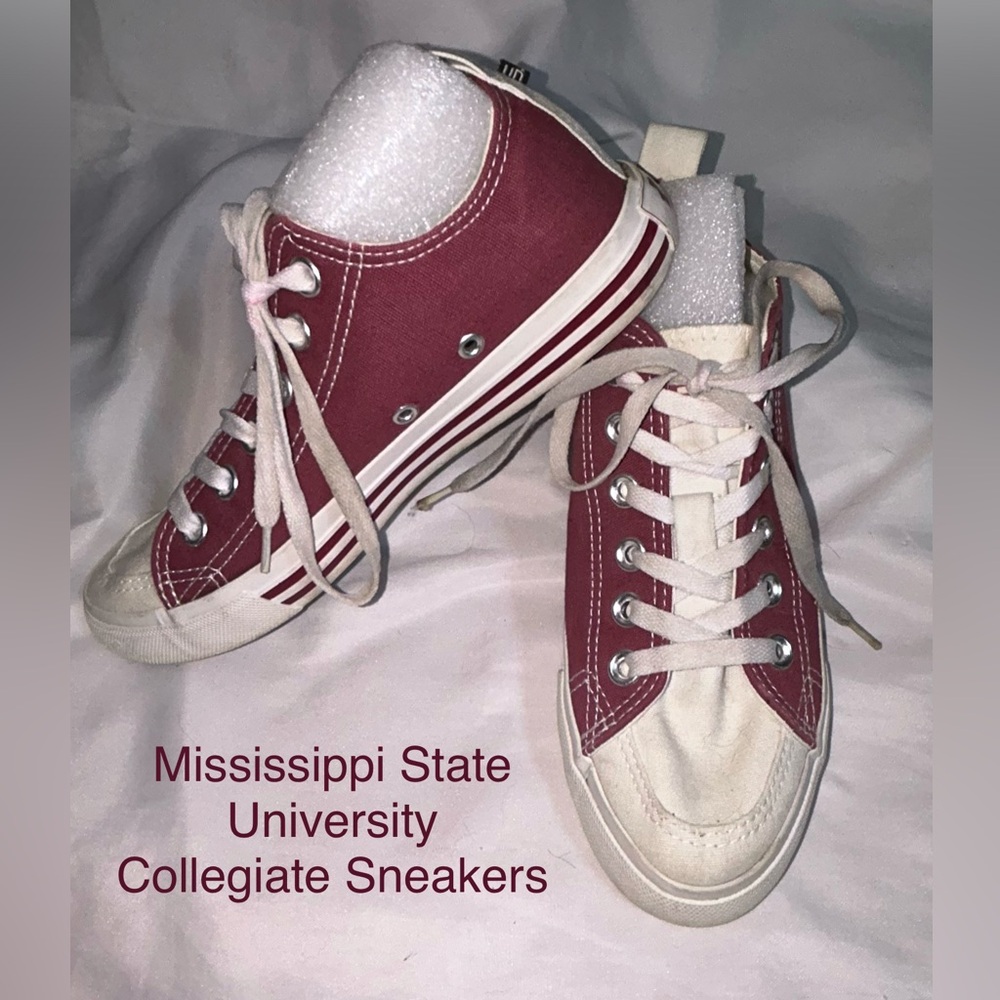 🏈MSU Collegiate Maroon & White Women's Skicks Sneakers Size 7 Mississippi State